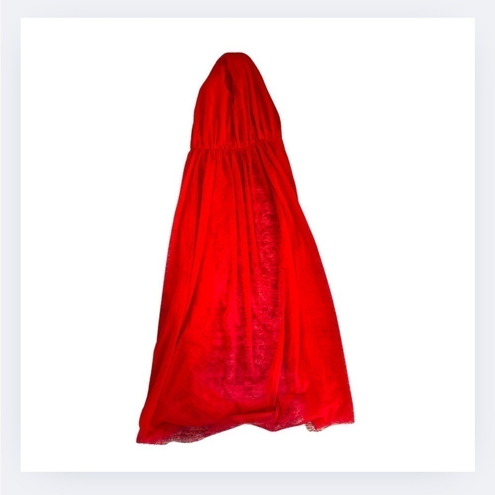 Zara Red Polka Dot Tulle & Velvet Dress with Cape - Picture 9 of 12